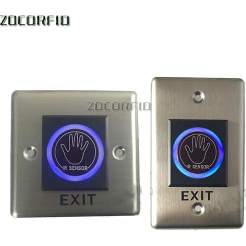 Infrared exit button With blue back lights Palm sensing 86X86mm NO touch panel NO/NC/COM output, electric box cassette