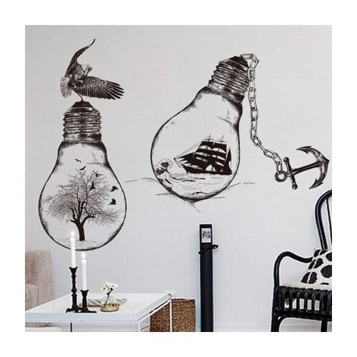 Painting Abstract Wall Sticker Creative Sketch Environmental Light Bulb Company Wall Decoration Fashion Living Room Store Pictur