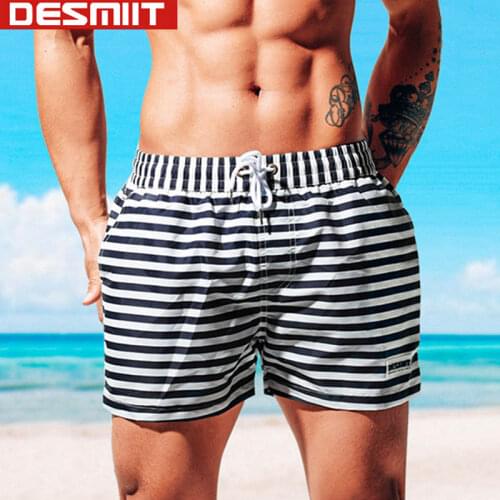 Desmiit Swimwear Mens Swimming Shorts For Men Swimshorts Plus Size Stripe Sexy Swimsuit Swim Trunks Beach Board Short Pants 2020