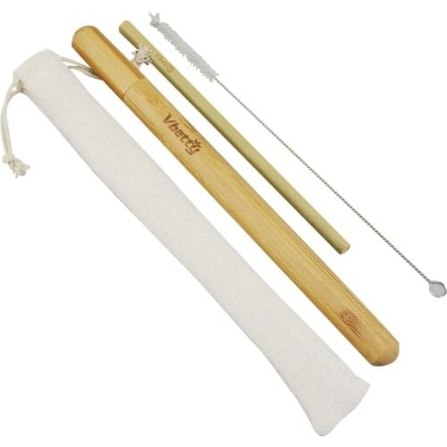 Reusable Bamboo Drinking Straw Biodegradable Wood Cocktail Straws Tableware with Cleaning Brush Set Home & Kitchen Tool