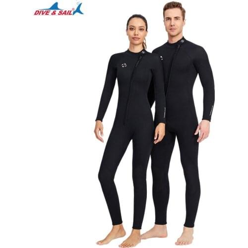 Dive Sail 3mm Neoprene Diving Wetsuit Men Women Swimsuit Winter Warm Scuba Snorkeling Swim Suit Spearfishing Black 4XL Front Zip