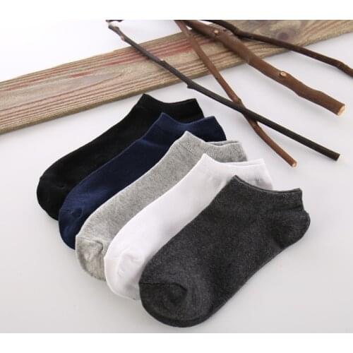 1 Pair New Summer Men Socks Short Ankle Socks Cotton Black White Bussiness Pure Color Casual Sock Size 39-43