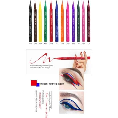 4 Color Eyeliner Liquid Waterproof Easy To Wear Make Up Matte Eye Liner Blue Red Green White Gold Brown Eyliner E19034