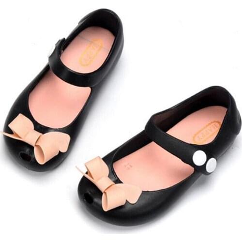 Baby Girls Bow jelly shoes Casual Flats New Melissa Fashion Girls Mini Sandals Korean Princess Beach Soft Slip-on Sandals