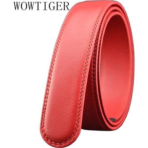 Mens Luxury Leather Belt Strap without Buckle Brown Red Blue Automatic Ratchet Belt Straps for Mens 35mm 1 3/8"