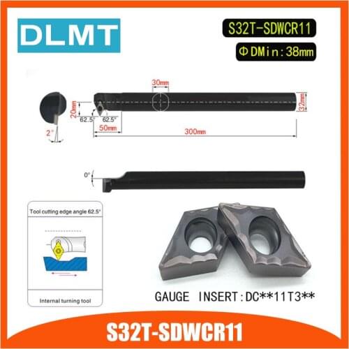 S32T-SDWCR11 62.5 Degrees Internal Turning Tool Holder For DCMT11T304 DCMT11T308 Insert Internal Boring Bar Lathe Machine