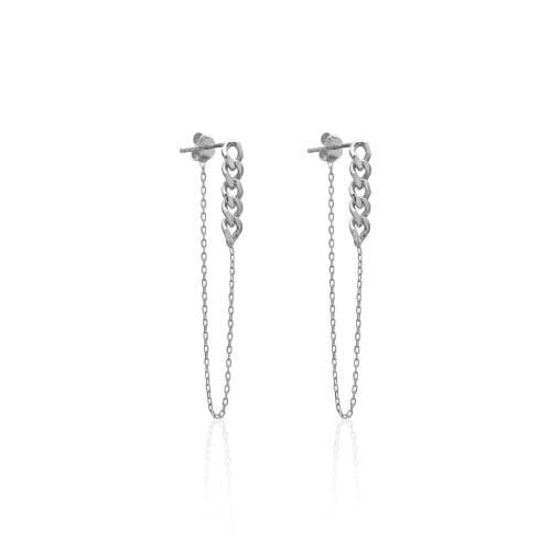 Chain Dangle Silver Women Earrings Model