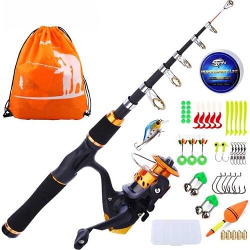 Sougayilang Portable Telescopic Fishing Rod and Reel Combos with Fishing Lure Fishing Line Full Kits Gift for Child Boys Girls