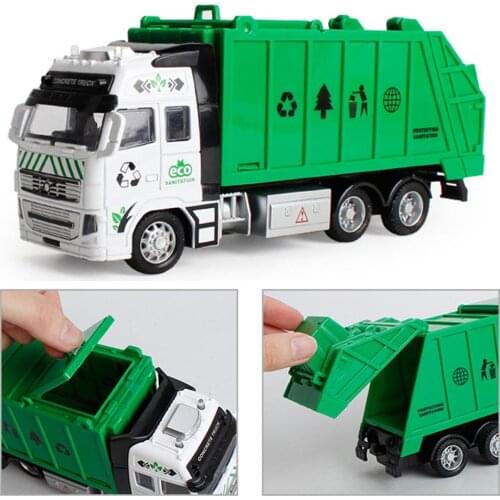 Alloy materials handling truck garbage cleaning vehicle model garbage truck sanitation trucks clean car toy car kid gift