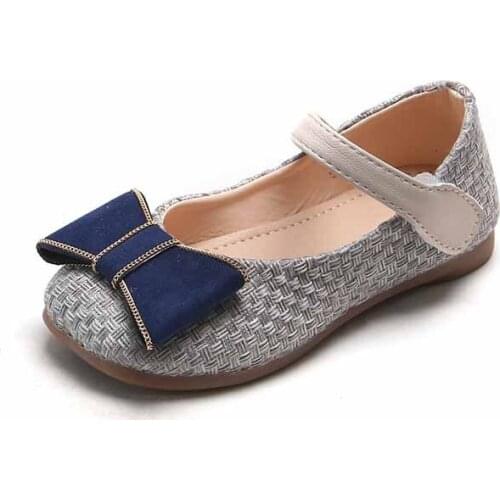 Girls Shoes Princess Children Flats Mary Janes Kids Dress Shoes 2021 Spring Autumn Elegant with Bow-knot Woven Design 21-30 Soft