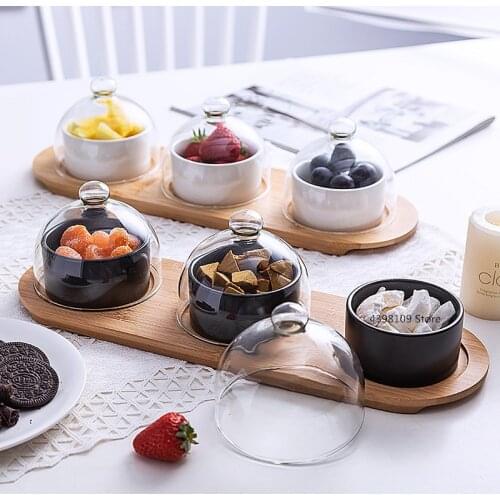 Japanese Salad Bowl Food Tray Set Creative Ceramics Seasoning Small Dish Round Plate Snack Dried Fruit Cake Plate Decor Tray