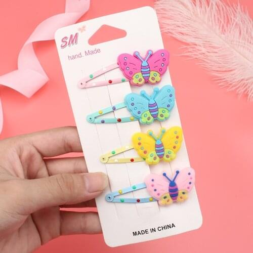 1Set Cute Girls Hair Clips Hair Accessories Color Butterfly Hairpin Fashion BB Clip Sweet Cartoon Bangs Barrettes Kids Headdress