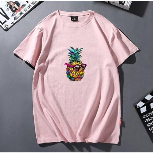 2020 Sun Beach Pineapple Funny Aesthetic Printed T-shirt Women Leisure T Shirt Punk T Shirt Cute Short Sleeve O-Neck T-shirt