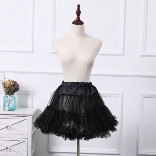 Women Lolita Tulle Petticoat Vintage Swing Tutu Skirt Elastic Waist Hoopless Underskirt Cosplay Ruffles Crinoline Bustle