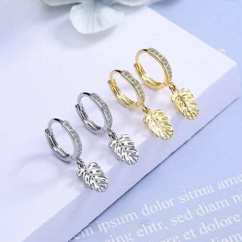 Luxury Cubic Zircon Leaf Drop Earrings for Women Female Fashion Korean Gold Silver Color Earrings Party Wedding Jewelry Gifts