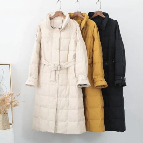 SEDUTMO Winter Long Duck Down Jackets Women Oversize Thick Warm Tunic Coat With Belt Autumn Slim Casual Puffer Jacket ED1137