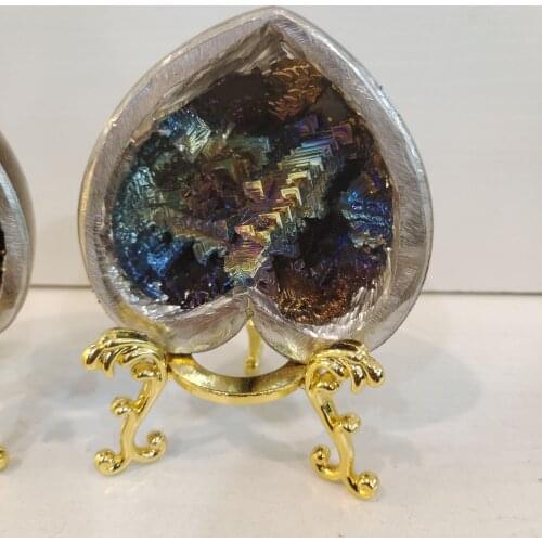 1pcs 8cm heart-shaped 100% Natural Metal Quartz Bismuth ore Quartz Gemstone Reiki Healing Stone Home Decoration Raw Crystals