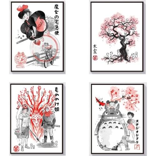 1Pcs My Neighbour Totoro Anime Princess Mononoke Posters Pictures Canvas Wall Art Home Decor Paintings Decoration Accessories