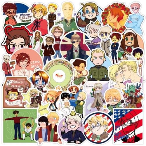 10/30/50/100 Pcs Hetalia Waterproof PVC Stationery Sticker DIY Luggage Laptop Graffiti Skateboard Children Toy Sticker