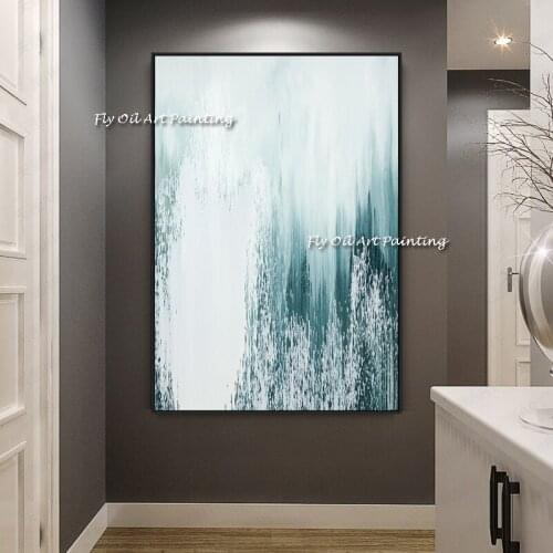 100% Handmade Oil Painting Modern Simple Abstract On Canvas Hand Painted Decoration blue white Art Picture family Decorate
