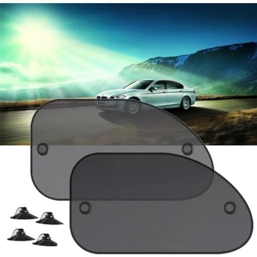 2PCS Black Side Car Sun Shade Cover Rear Car Window Sunshade Cover Mesh Visor Shield Screen Interior Anti UV Auto Car Curtain