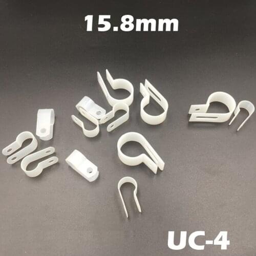 70pcs UC-4 15.8mm 5/8" White Plastic Nylon Wire Hose Tube Fansten R-Type Fixed Cable Tie Mount Organizer Holder R Clip Clamp
