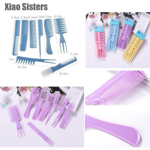 8pcs Hot Sale Plastic Various Comb Teeth Barbershop Professional Hair Combs Set Salon Hairbrush Styling Salon supplies