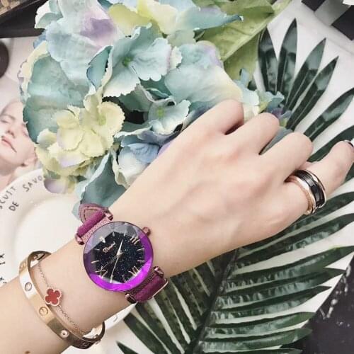 New Color Noble Purple Women Watches Special Cutted Plum Flower Watch Waterproof Genuine Fur Leather Wrist watch Crystal Montre