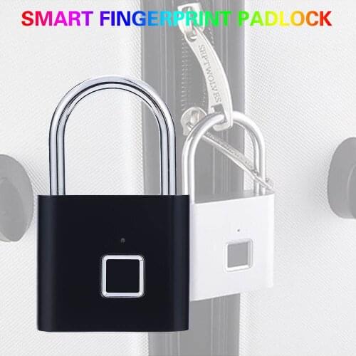 Suitcase Bag Luggage Electronic Fingerprint Padlock Office Cabinet Padlock Intelligent Thumbprint lock Biometric Smart Lock USB