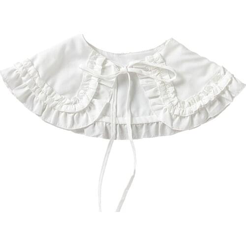 2020 Women Girls Doll Double Layer Ruffles Fake Collar Shoulder Wrap Detachable Collars Women Clothes Accessories