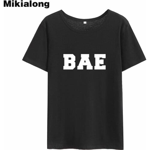 Mikialong BAE Kawaii Ulzzang T-shirt Women 2018 Summer Short Sleeve Loose Tee Shirt Femme Black White Cotton Women Tshirt Tops