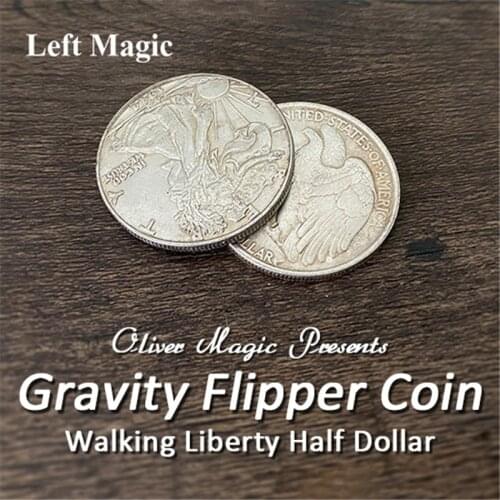 Gravity Flipper Coin ( Walking Liberty Half Dollar ) Magic Tricks Special Magnetic Butterfly Coin Money Magic Accessories Stage