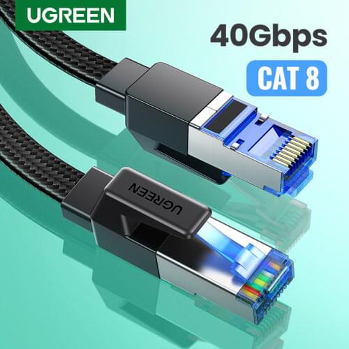 UGREEN CAT 8 Ethernet Cable CAT8 40Gbps 2000MHz Networking Nylon Braided Internet Lan Cord for Laptops PS 4 Router RJ45 Cable