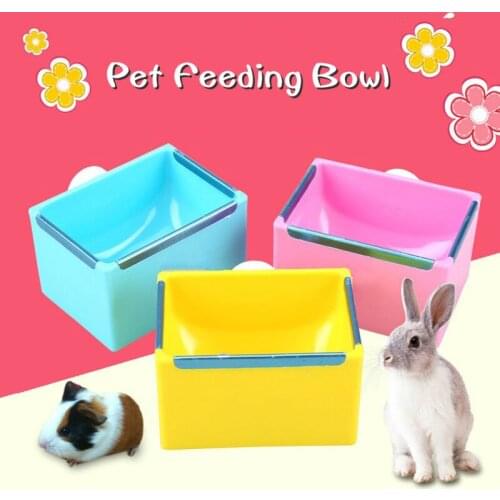 Pet Feeding Bowl Rectangle Plastic Fix Cage Food Water Feeder Bowl For Rabbits Cats Bird Pet Food Bowls Dropshipping