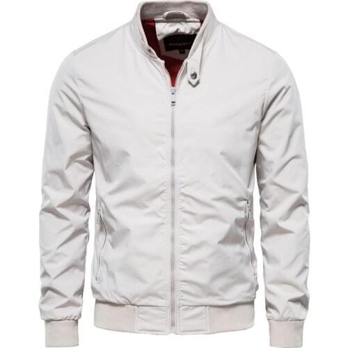 2021 New Solid Color Jacket Men Casual Stand Collar Long Sleeve Mens Jackets Autumn Streetwear Quality Slim Fit Jackets Male