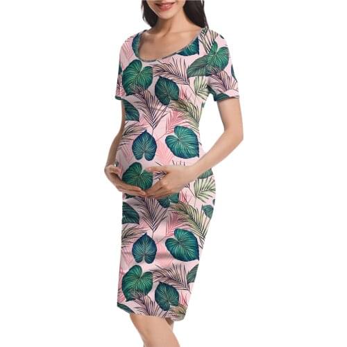Summer Woman Dress Mom Clothes Pregnancy Maternity dresses Summer Plant Fashion Print Pregnancy Dresses Clothes vestidos
