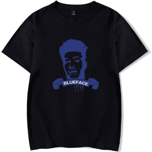 Hot Rapper BlueFace t shirt Men/women Fashion Hip Hop Plus Size Harajuku Cotton BlueFace Mens t shirt black Top