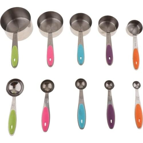 10pcs Measuring Spoons Spice Jars Stainless Steel Home Use Engraved Handles