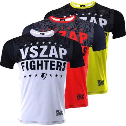 VSZAP Combat gym shirt MMA fight running high elastic wind movement male