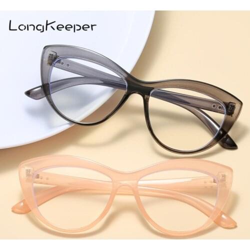 LongKeeper New Anti Blue Light Glasses Women Cat Eye Computer Gaming Eyewear Clear Lens Office Eyeglasses Frame UV400 Okulary