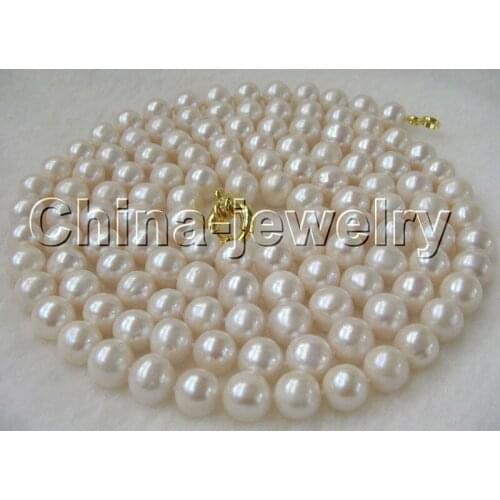 P2492-50" 10-11mm natural white round freshwater pearl necklace - GP clasp