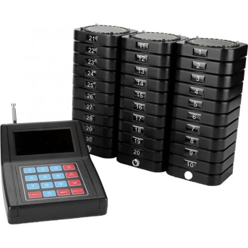 Restaurant Pager Waiter Wireless Calling Paging Queuing System 1 Transmitter+30 Coaster Pagers for Worship church confessional