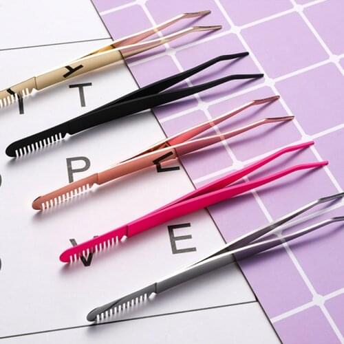 Double head Eyebrow Tweezer With Comb Eyebrow shaping knife Multifunctional Face Beauty Eyelash Brush Hair Removal Tweezes
