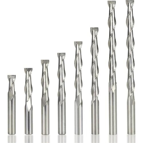 Flat end mill 6mm shank 2 spiral flute end mill cnc router bit engraving wood carbide end mill