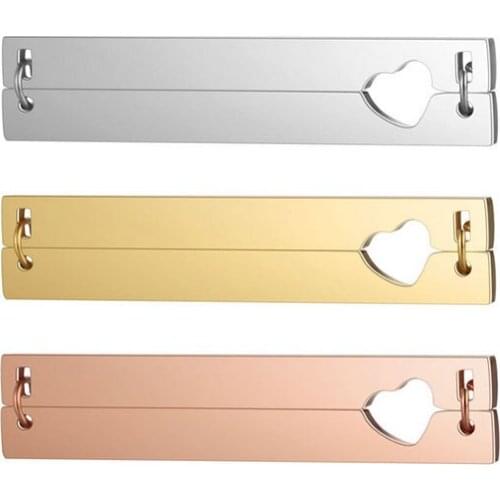 Wholesale 30pc/lot DIY Elegant Double Bar Heart Stainless Steel Charms Pendants Jewelry Components Girls Women Making Jewelry