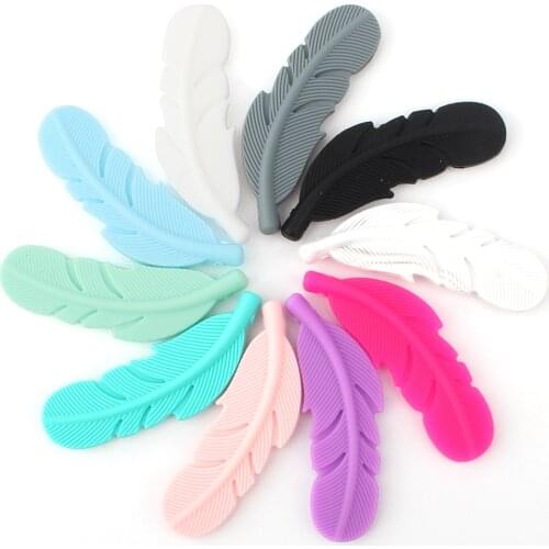 Keep&Grow 50Pcs Baby Teether Feather Silicone Beads BPA Free Silicone Teething Beads DIY Pacifier Pendant Necklace Nursing Toys