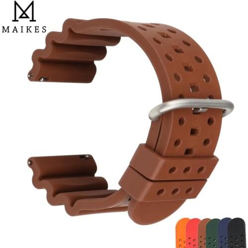 Maikes Luxury 20mm 22mm 24mm Black Blue Red Orange Brown Watch band Silicone Rubber Watchband replacement For Panerai Strap