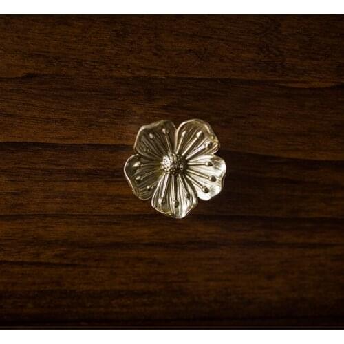 Furniture hand Pure copper handle American style retro light luxury drawer cabinet door pure brass gold single hole handle