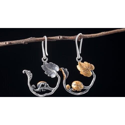 Artistic Style Ladybug Leaves Earrings 925 Sterling Silver Jewelry For Women Creativity Handmade Fine Jewelry Earring