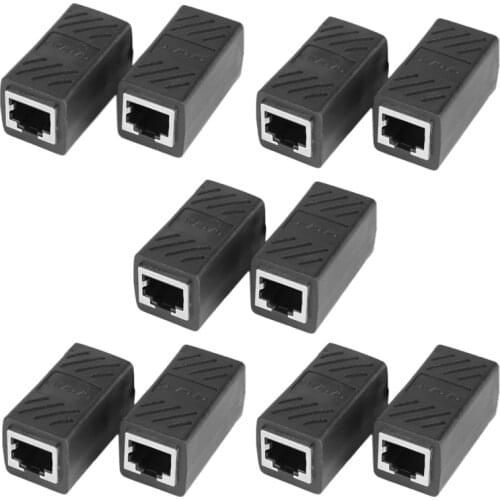 RJ45 Network Cable Connector Butt Joint Shielded Network Cable Network Straight-Through Head Coupler(10 Pack Black)